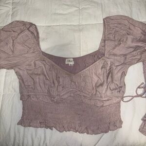 Le Lis Pink Puff Sleeve Crop Blouse